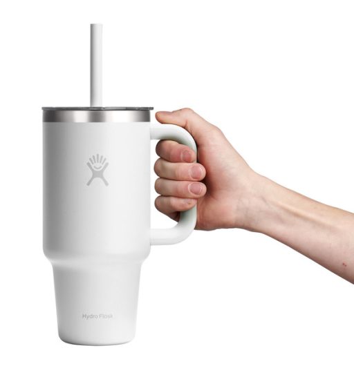 32 OZ TRAVEL TUMBLER CLEAR LID WHITE